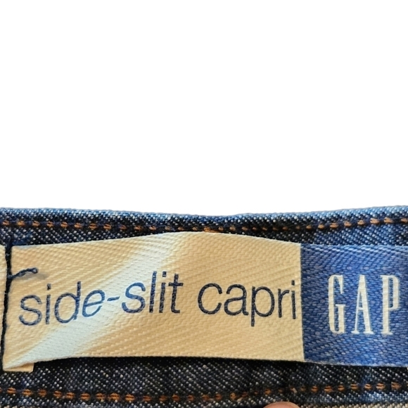 GAP side-slit capri  blue Mid-rise wide leg denim capri pants - Picture 4 of 10